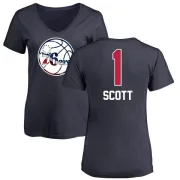 Mike Scott Women's Philadelphia 76ers Navy Name and Number Banner Wave V-Neck T-Shirt