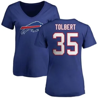 Mike Tolbert Women's Buffalo Bills Name & Number Logo Slim Fit T-Shirt - Royal