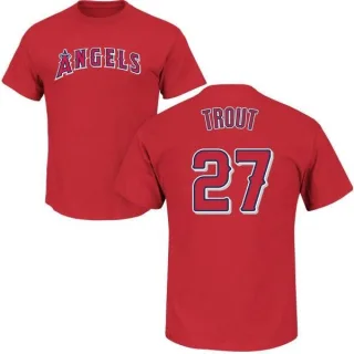 Mike Trout Los Angeles Angels of Anaheim Name & Number T-Shirt - Red
