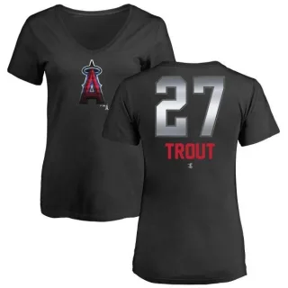 Mike Trout Women's Los Angeles Angels Midnight Mascot V-Neck T-Shirt - Black