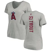 Mike Trout Women's Los Angeles Angels of Anaheim Backer Slim Fit T-Shirt - Ash