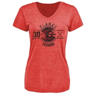 Mike Vernon Women's Calgary Flames Insignia Tri-Blend T-Shirt - Red