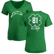 Mike Williams Women's Los Angeles Chargers Green St. Patrick's Day Name & Number V-Neck T-Shirt