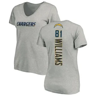 Mike Williams Women's Los Angeles Chargers Name & Number Slim Fit V-Neck T-Shirt - Heather Gray