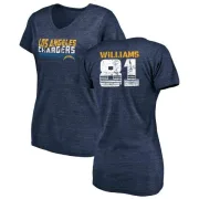 Mike Williams Women's Los Angeles Chargers Retro Tri-Blend V-Neck T-Shirt - Navy