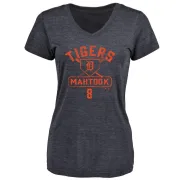 Mikie Mahtook Women's Detroit Tigers Base Runner Tri-Blend T-Shirt - Navy