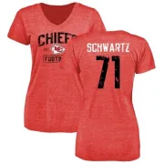 Mitchell Schwartz Women's Kansas City Chiefs Red Distressed Name & Number Tri-Blend V-Neck T-Shirt