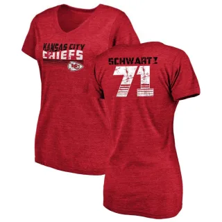 Mitchell Schwartz Women's Kansas City Chiefs Retro Tri-Blend V-Neck T-Shirt - Red