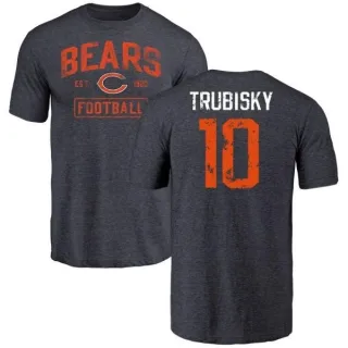 Mitchell Trubisky Chicago Bears Navy Distressed Name & Number Tri-Blend T-Shirt