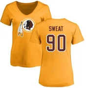 Montez Sweat Women's Washington Redskins Name & Number Logo Slim Fit T-Shirt - Gold