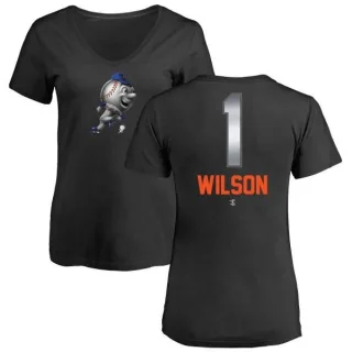 Mookie Wilson Women's New York Mets Midnight Mascot V-Neck T-Shirt - Black