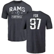 Morgan Fox Los Angeles Rams Distressed Name & Number Tri-Blend T-Shirt - Navy