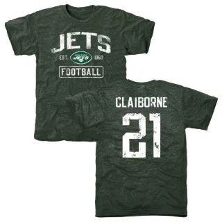 Morris Claiborne New York Jets Green Distressed Name & Number Tri-Blend T-Shirt