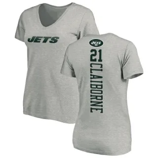 Morris Claiborne Women's New York Jets Backer V-Neck T-Shirt - Ash