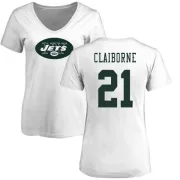 Morris Claiborne Women's New York Jets Name & Number Logo Slim Fit T-Shirt - White