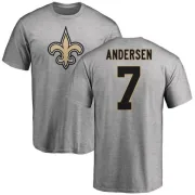 Morten Andersen New Orleans Saints Name & Number Logo T-Shirt - Ash