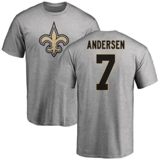 Morten Andersen New Orleans Saints Name & Number Logo T-Shirt - Ash