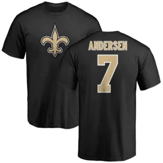 Morten Andersen New Orleans Saints Name & Number Logo T-Shirt - Black