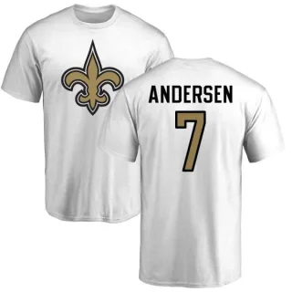 Morten Andersen New Orleans Saints Name & Number Logo T-Shirt - White