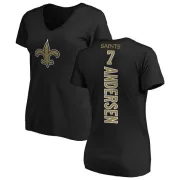 Morten Andersen Women's New Orleans Saints Backer Slim Fit T-Shirt - Black