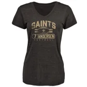 Morten Andersen Women's New Orleans Saints Flanker Tri-Blend T-Shirt - Black