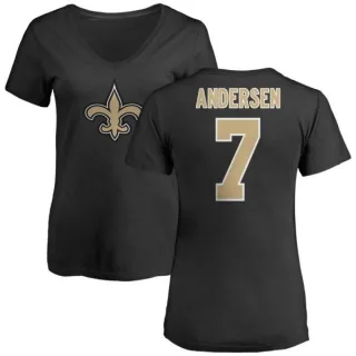 Morten Andersen Women's New Orleans Saints Name & Number Logo Slim Fit T-Shirt - Black