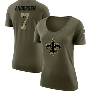 Morten Andersen Women's New Orleans Saints Salute to Service Olive Legend Scoop Neck T-Shirt