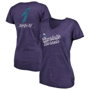 Muggsy Bogues Women's Charlotte Hornets Purple Sideline Tri-Blend V-Neck T-Shirt