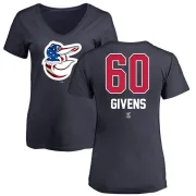 Mychal Givens Women's Baltimore Orioles Name and Number Banner Wave V-Neck T-Shirt - Navy