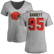 Myles Garrett Women's Cleveland Browns Name & Number Logo Slim Fit T-Shirt - Ash