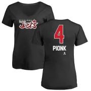 Neal Pionk Women's Winnipeg Jets Name and Number Banner Wave V-Neck T-Shirt - Black