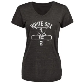 Nellie Fox Women's Chicago White Sox Base Runner Tri-Blend T-Shirt - Black