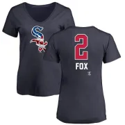 Nellie Fox Women's Chicago White Sox Name and Number Banner Wave V-Neck T-Shirt - Navy