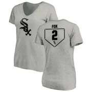 Nellie Fox Women's Chicago White Sox RBI Slim Fit V-Neck T-Shirt - Heathered Gray