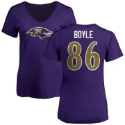 Nick Boyle Women's Baltimore Ravens Name & Number Logo V-Neck T-Shirt - Purple