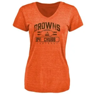 Nick Chubb Women's Cleveland Browns Flanker Tri-Blend T-Shirt - Orange