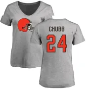 Nick Chubb Women's Cleveland Browns Name & Number Logo Slim Fit T-Shirt - Ash