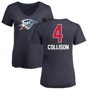 Nick Collison Women's Oklahoma City Thunder Navy Name and Number Banner Wave V-Neck T-Shirt