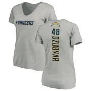 Nick Dzubnar Women's Los Angeles Chargers Name & Number Slim Fit V-Neck T-Shirt - Heather Gray