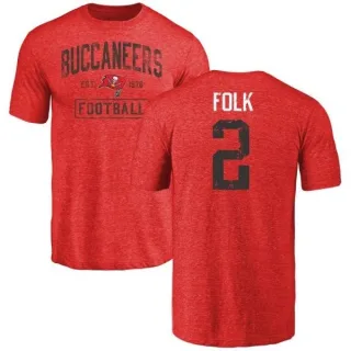 Nick Folk Tampa Bay Buccaneers Red Distressed Name & Number Tri-Blend T-Shirt