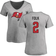 Nick Folk Women's Tampa Bay Buccaneers Name & Number Logo Slim Fit T-Shirt - Ash