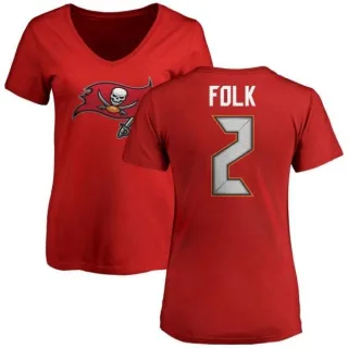 Nick Folk Women's Tampa Bay Buccaneers Name & Number Logo Slim Fit T-Shirt - Red