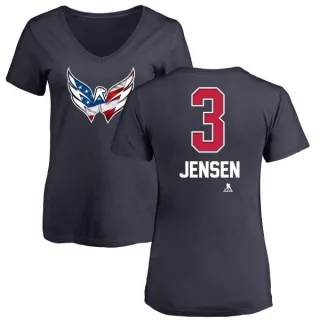 Nick Jensen Women's Washington Capitals Name and Number Banner Wave V-Neck T-Shirt - Navy