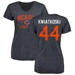 Nick Kwiatkoski Women's Chicago Bears Navy Distressed Name & Number Tri-Blend V-Neck T-Shirt