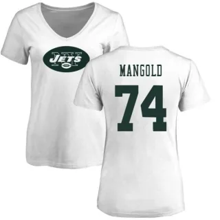 Nick Mangold Women's New York Jets Name & Number Logo Slim Fit T-Shirt - White