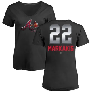 Nick Markakis Women's Atlanta Braves Midnight Mascot V-Neck T-Shirt - Black