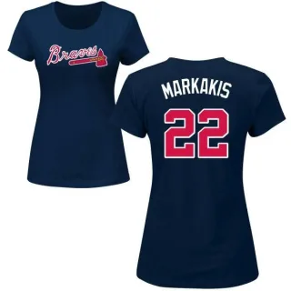 Nick Markakis Women's Atlanta Braves Name & Number T-Shirt - Navy