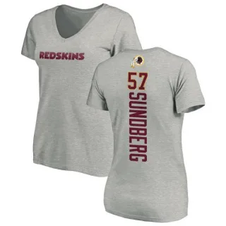 Nick Sundberg Women's Washington Redskins Backer V-Neck T-Shirt - Ash