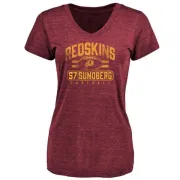 Nick Sundberg Women's Washington Redskins Flanker Tri-Blend T-Shirt - Burgundy