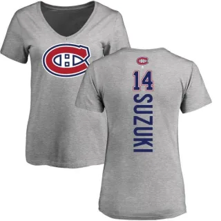 Nick Suzuki Women's Montreal Canadiens Backer T-Shirt - Ash